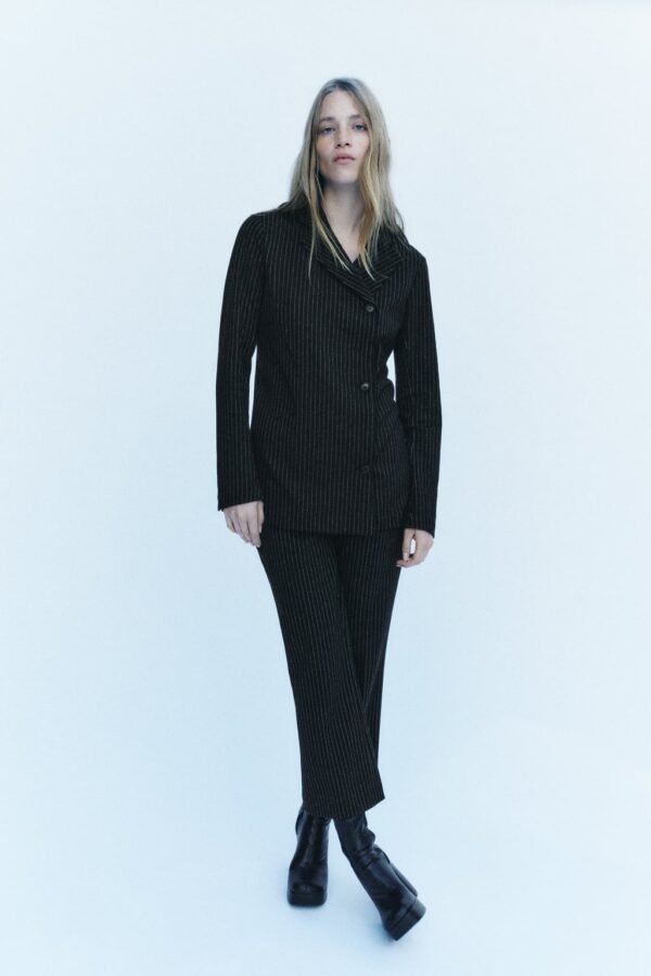 ZW COLLECTION DOUBLE-BREASTED PINSTRIPE BLAZER
