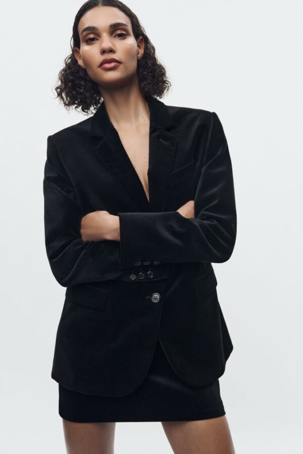 ZW COLLECTION MASCULINE VELVET BLAZER - Image 3