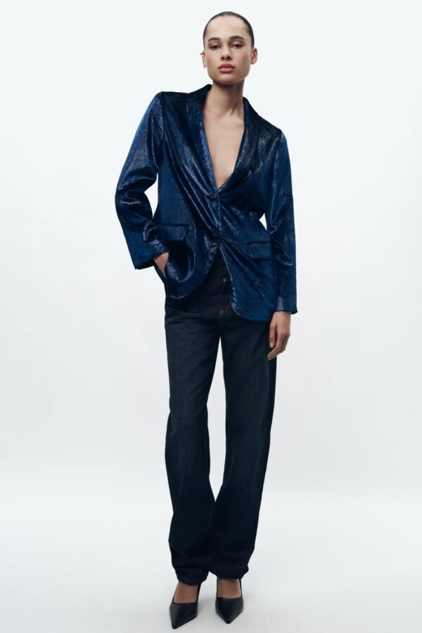 ZW COLLECTION VELVET BLAZER - Image 4