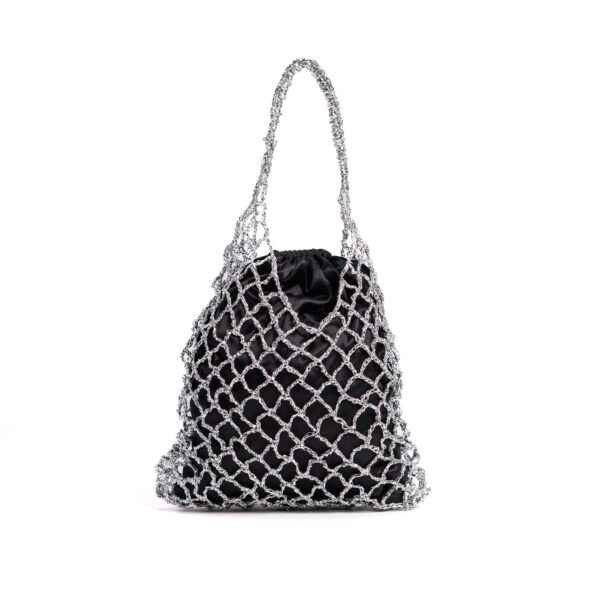 Diammond Cut Silver Raffia Bag