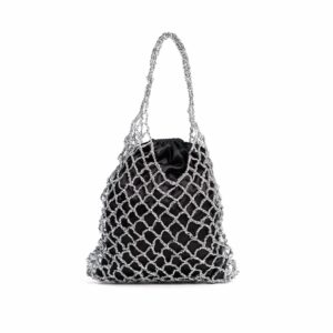 Diammond Cut Silver Raffia Bag