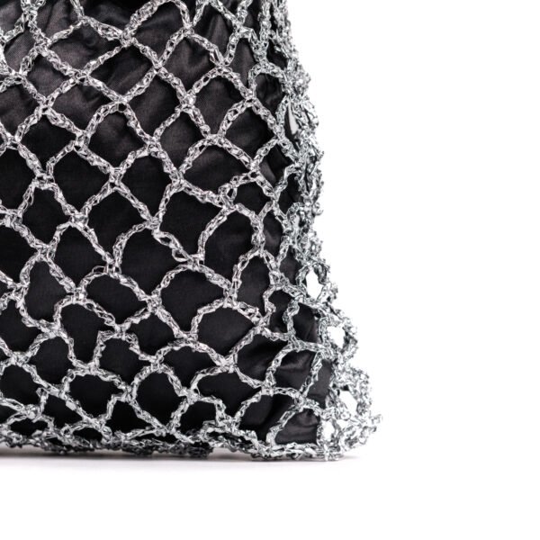 Diammond Cut Silver Raffia Bag - Image 2