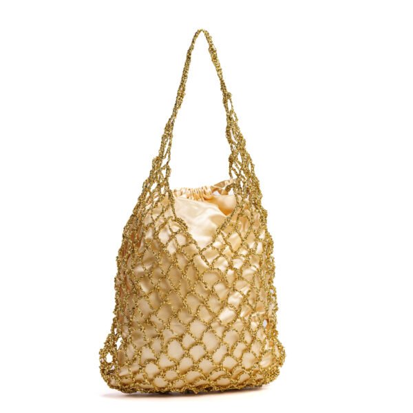Diammond Cut Gold Raffia Bag