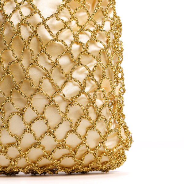 Diammond Cut Gold Raffia Bag - Image 2