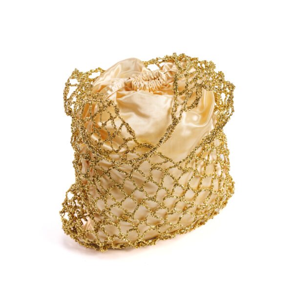 Diammond Cut Gold Raffia Bag - Image 3