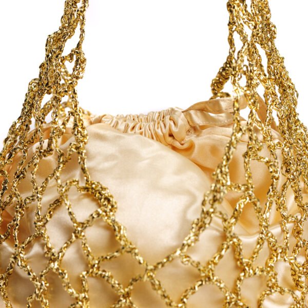 Diammond Cut Gold Raffia Bag - Image 4