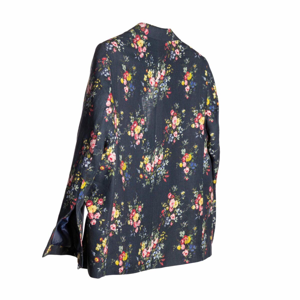Classic Navy Floral Linen Blazer - Image 5