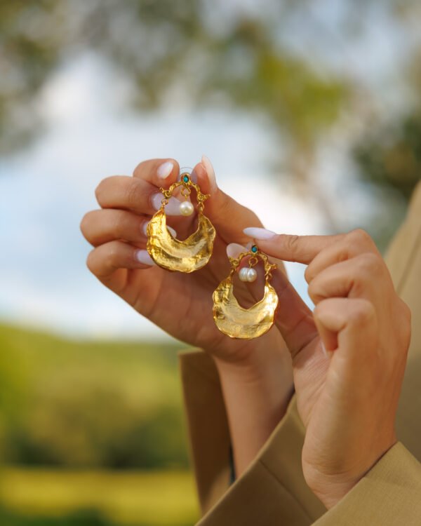 White Pearl Turqoise Earrings