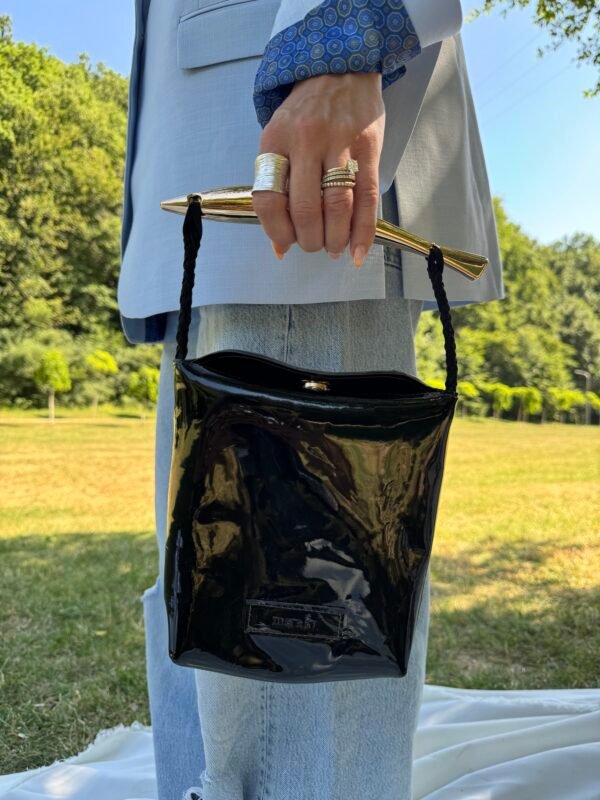 Patent Leather Bucket Bag