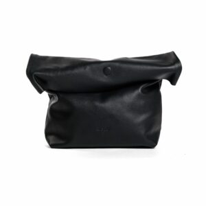 Nori - black leather roll clutch
