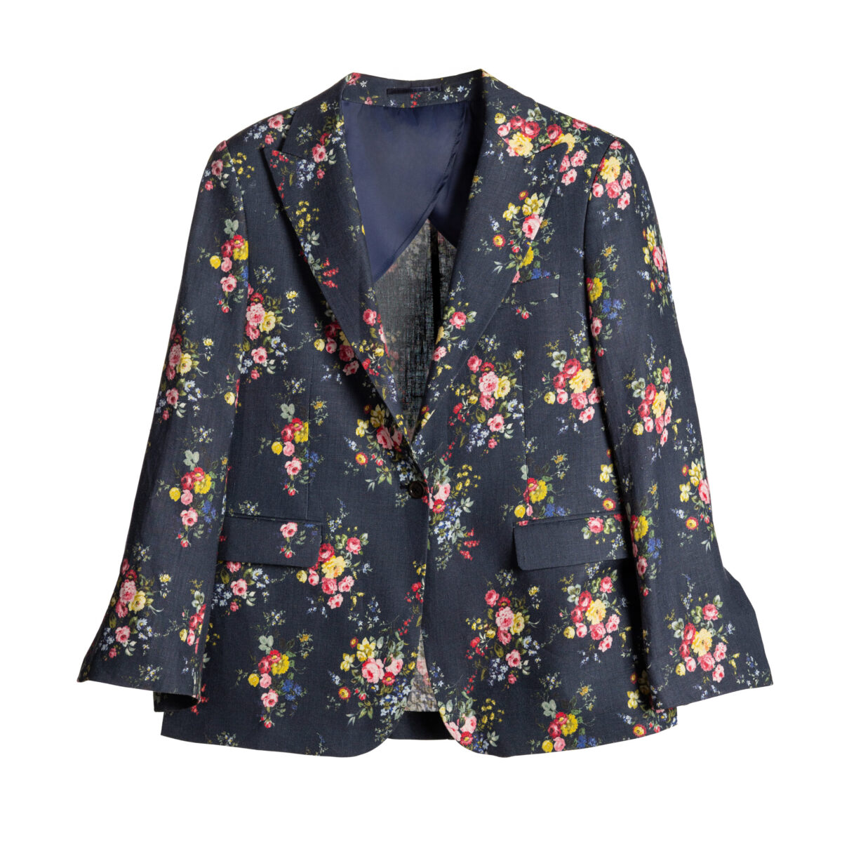 Classic Navy Floral Linen Blazer - Image 6