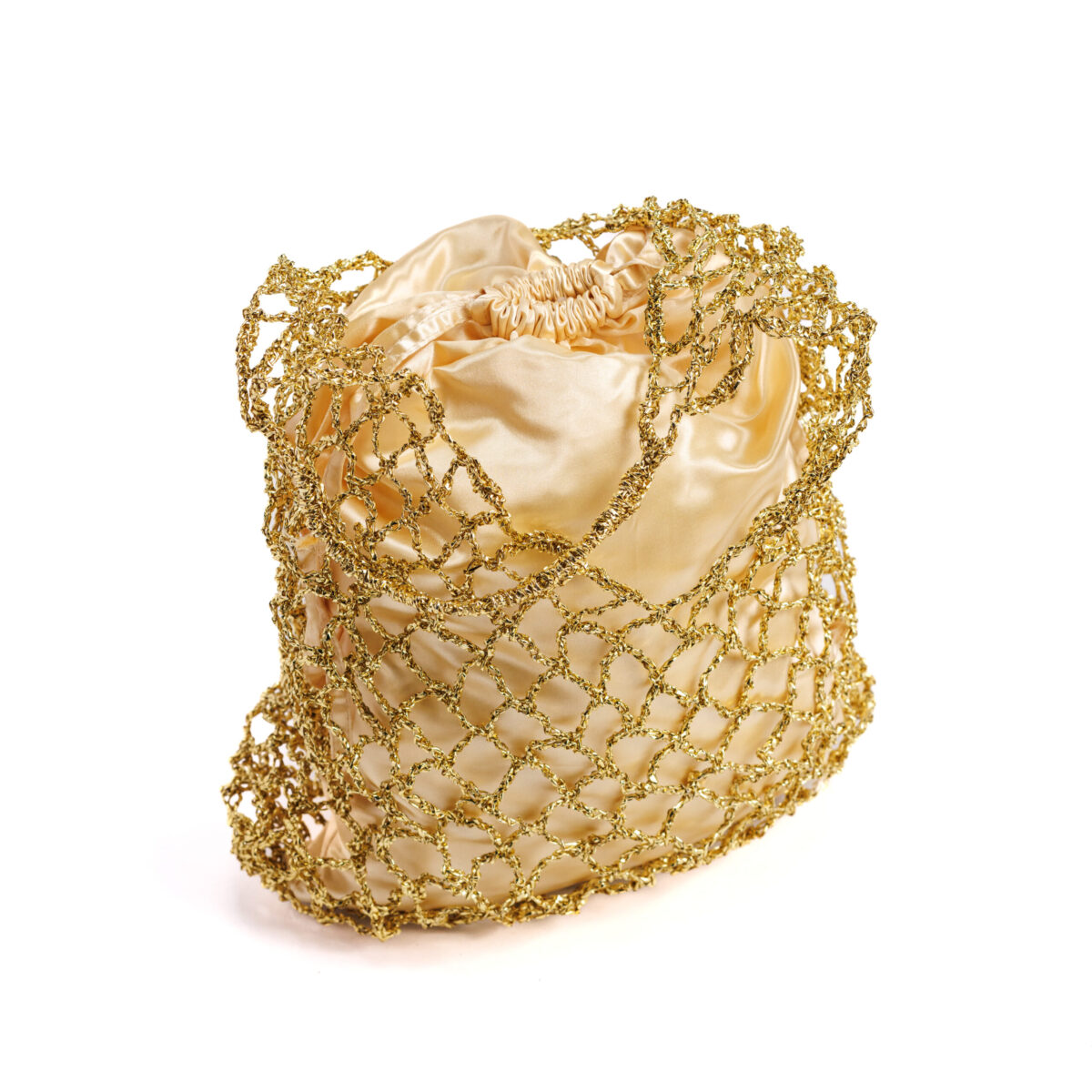 Diammond Cut Gold Raffia Bag - Image 3