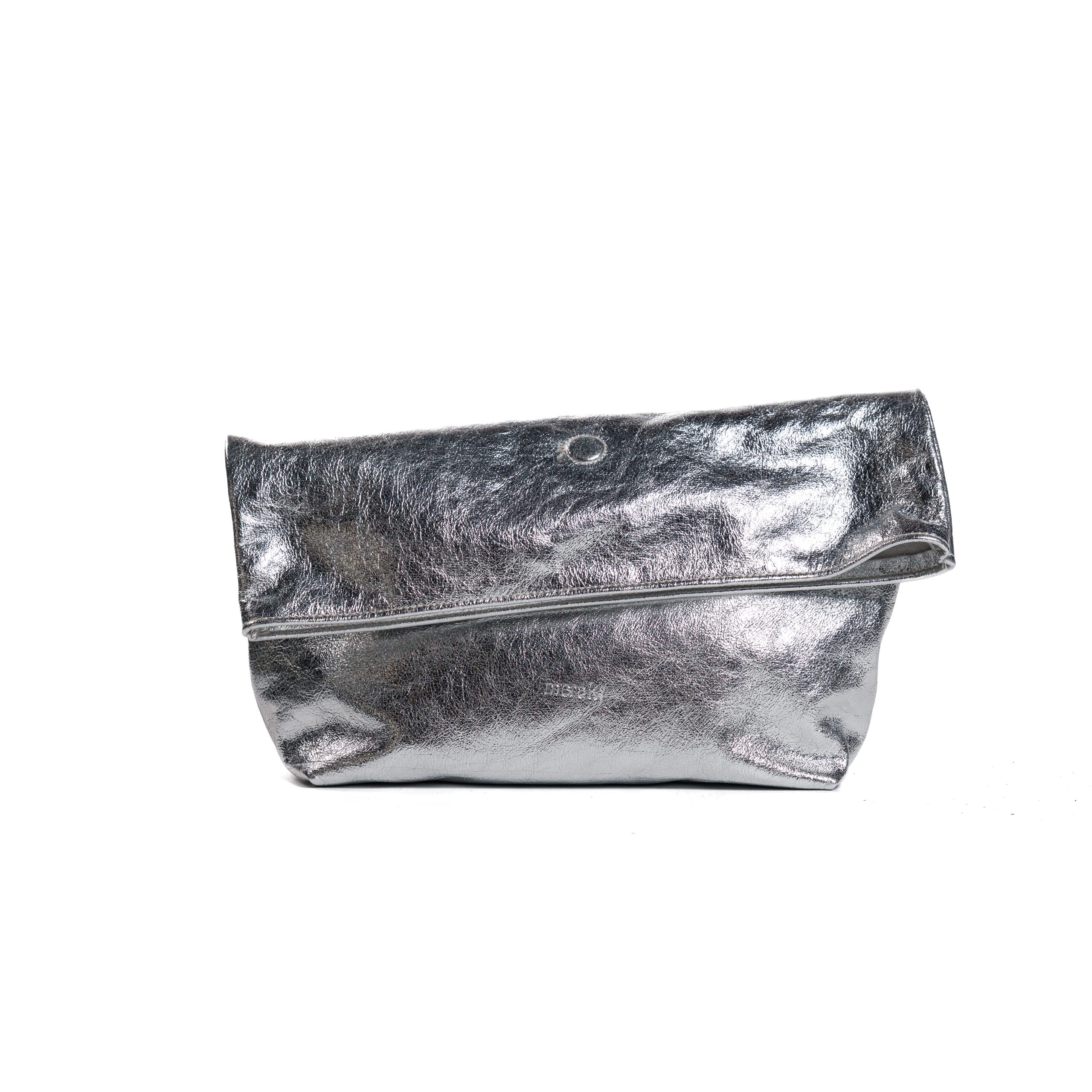 215A2605-scaled-1 Nori - Silver leather roll clutch - Image 1