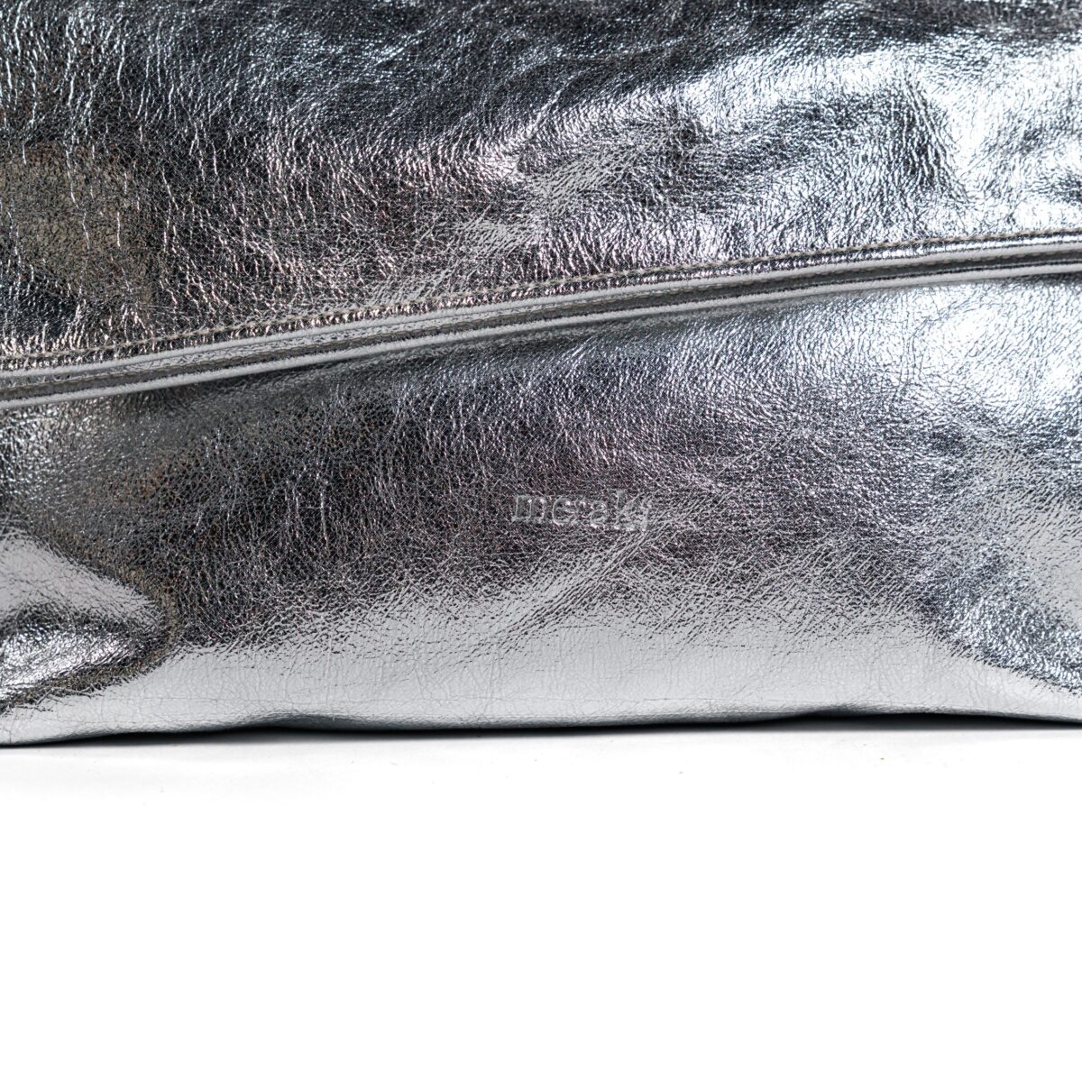 Nori - Silver leather roll clutch - Image 3