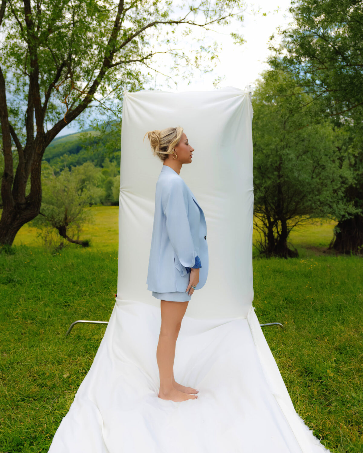 Sky Blue Linen Skirt Set - Image 2