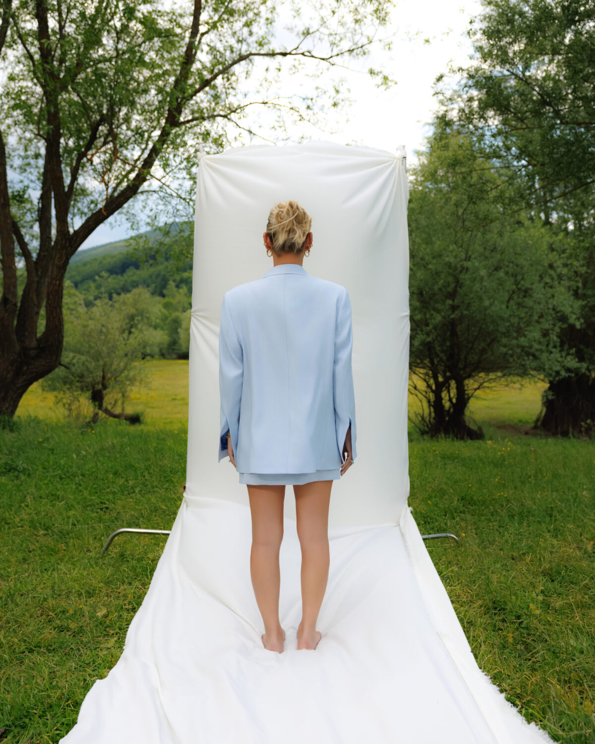 Sky Blue Linen Skirt Set - Image 3