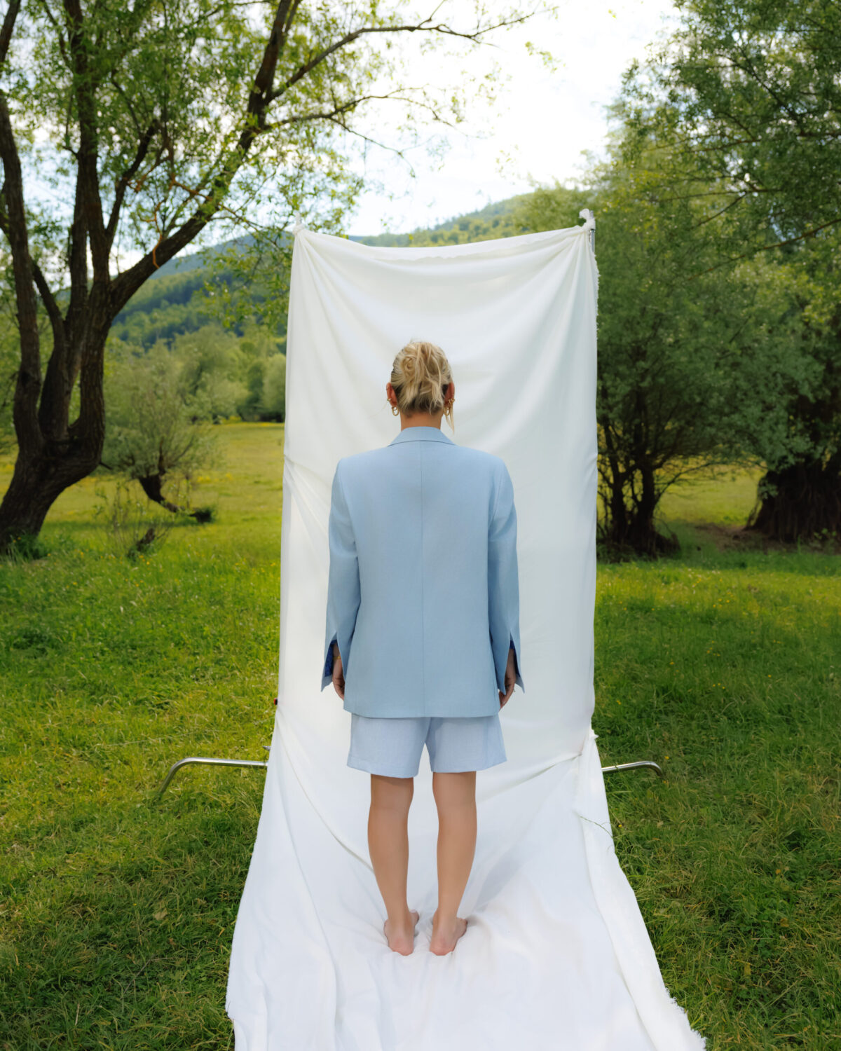 Sky Blue Linen Shorts - Image 5