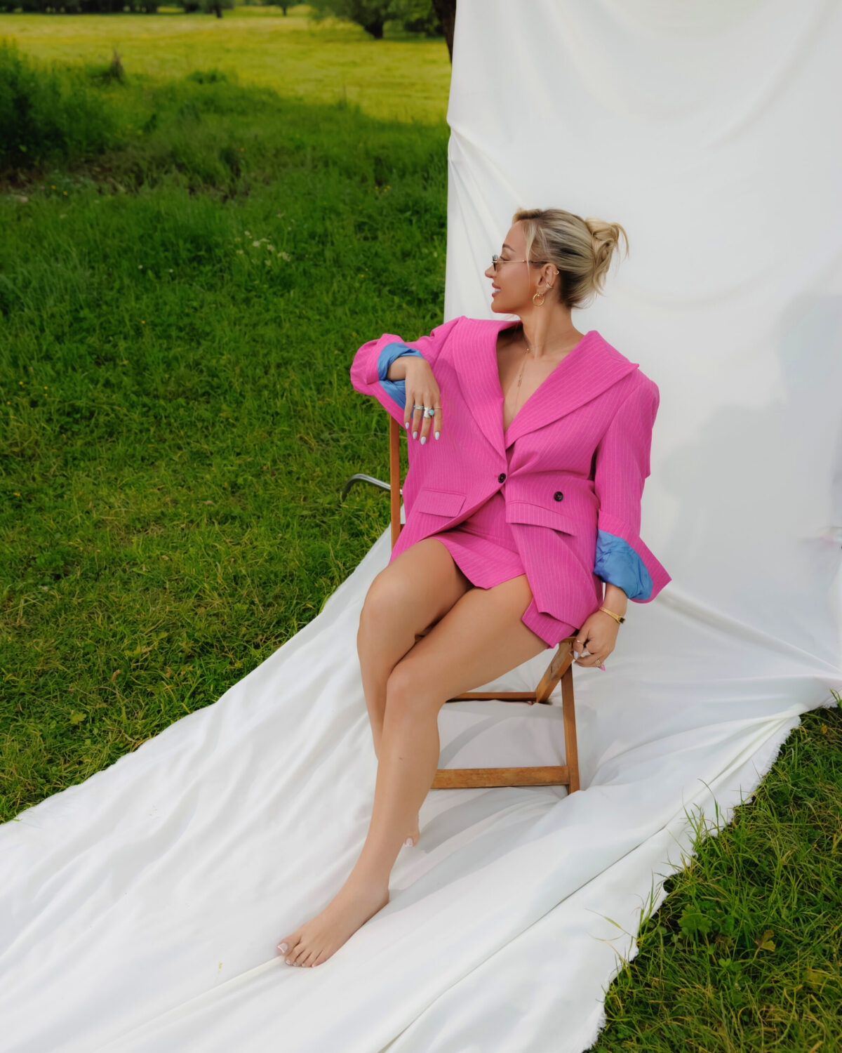 Pink Stripe Wool Skirt - Image 4