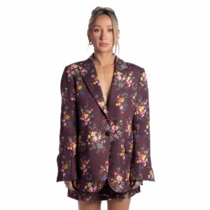 Classic Maroon Floral Linen Blazer
