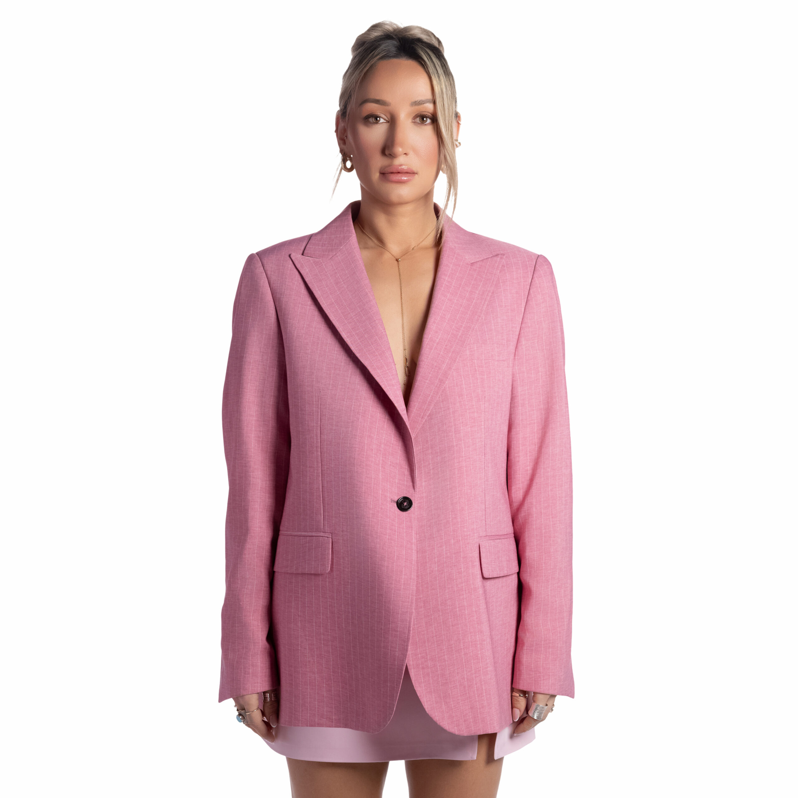 Meraki0104-scaled-1 Classic barbie Striped Wool Blazer - Image 1