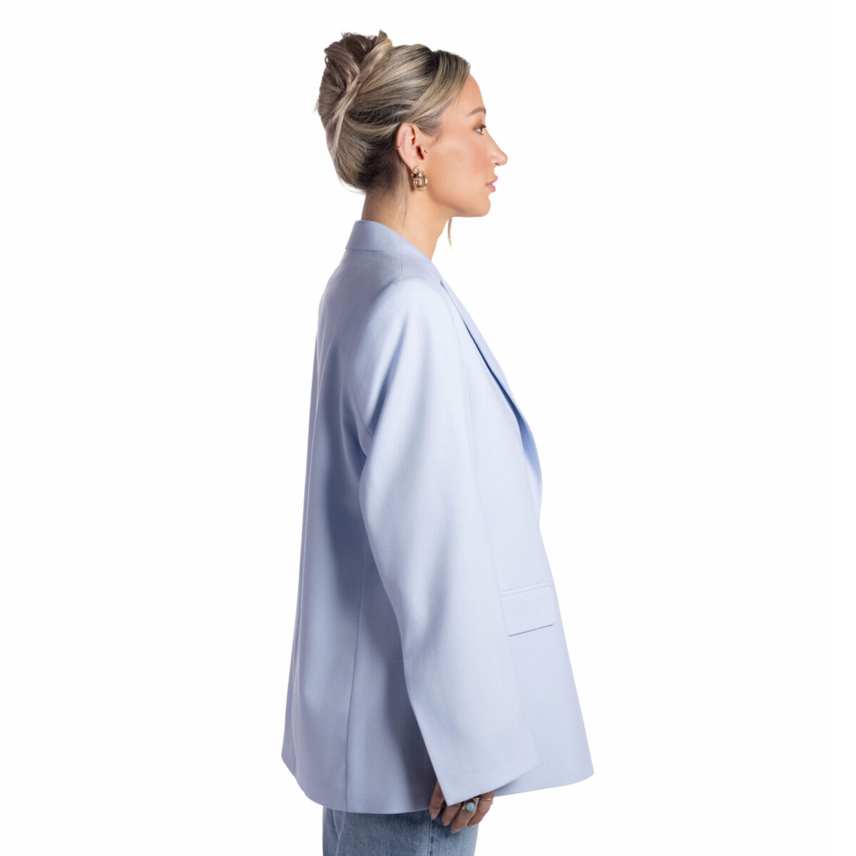 Classic Sky Blue Linen Blazer - Image 2