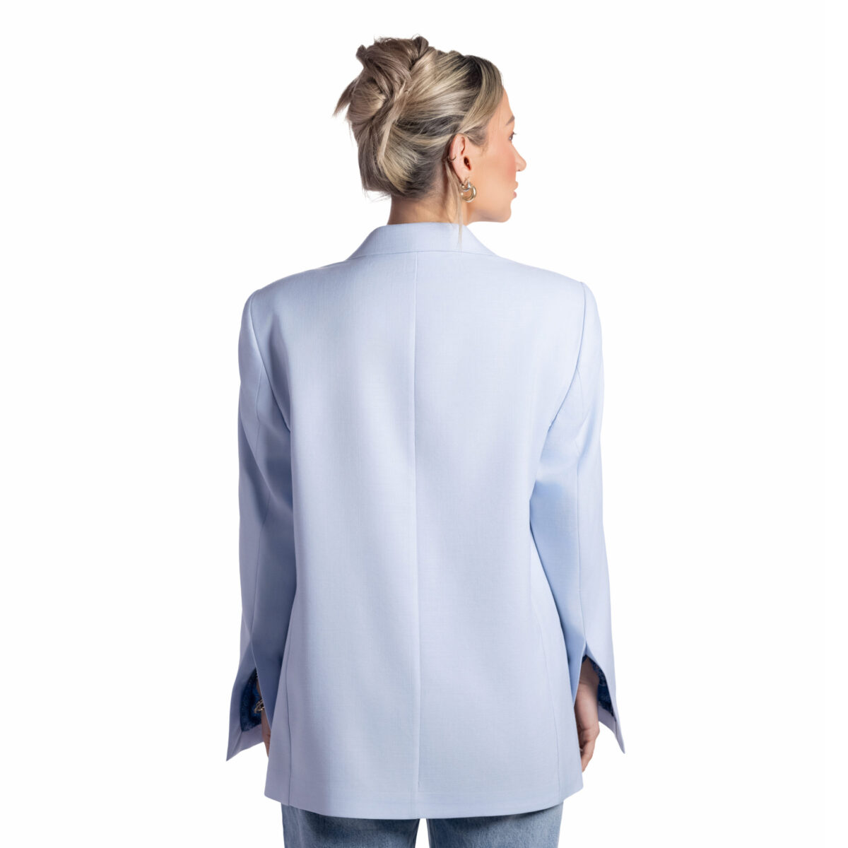 Classic Sky Blue Linen Blazer - Image 3