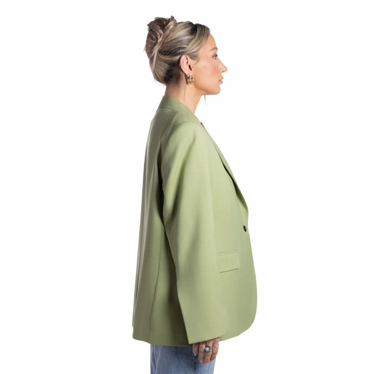 Classic Spring Olive Linen Blazer - Image 2