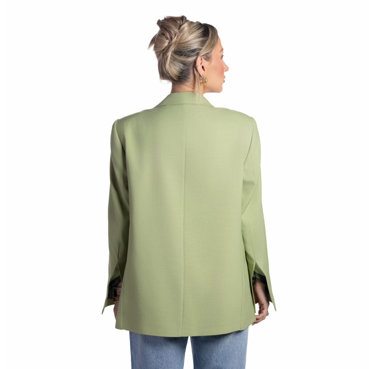 Classic Spring Olive Linen Blazer - Image 3