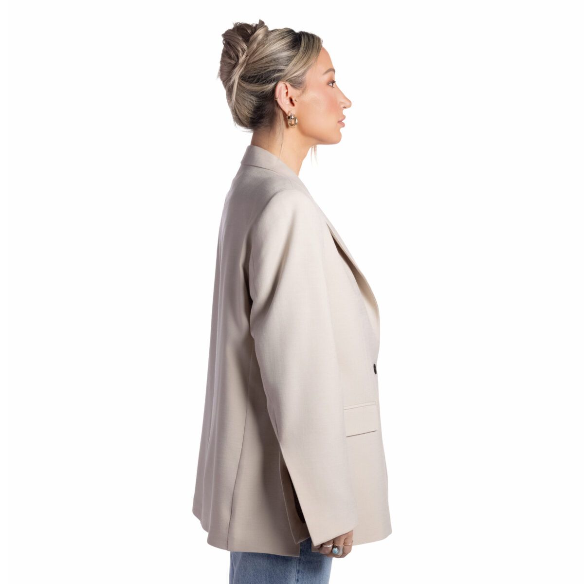Classic Beige Linen Blazer - Image 2