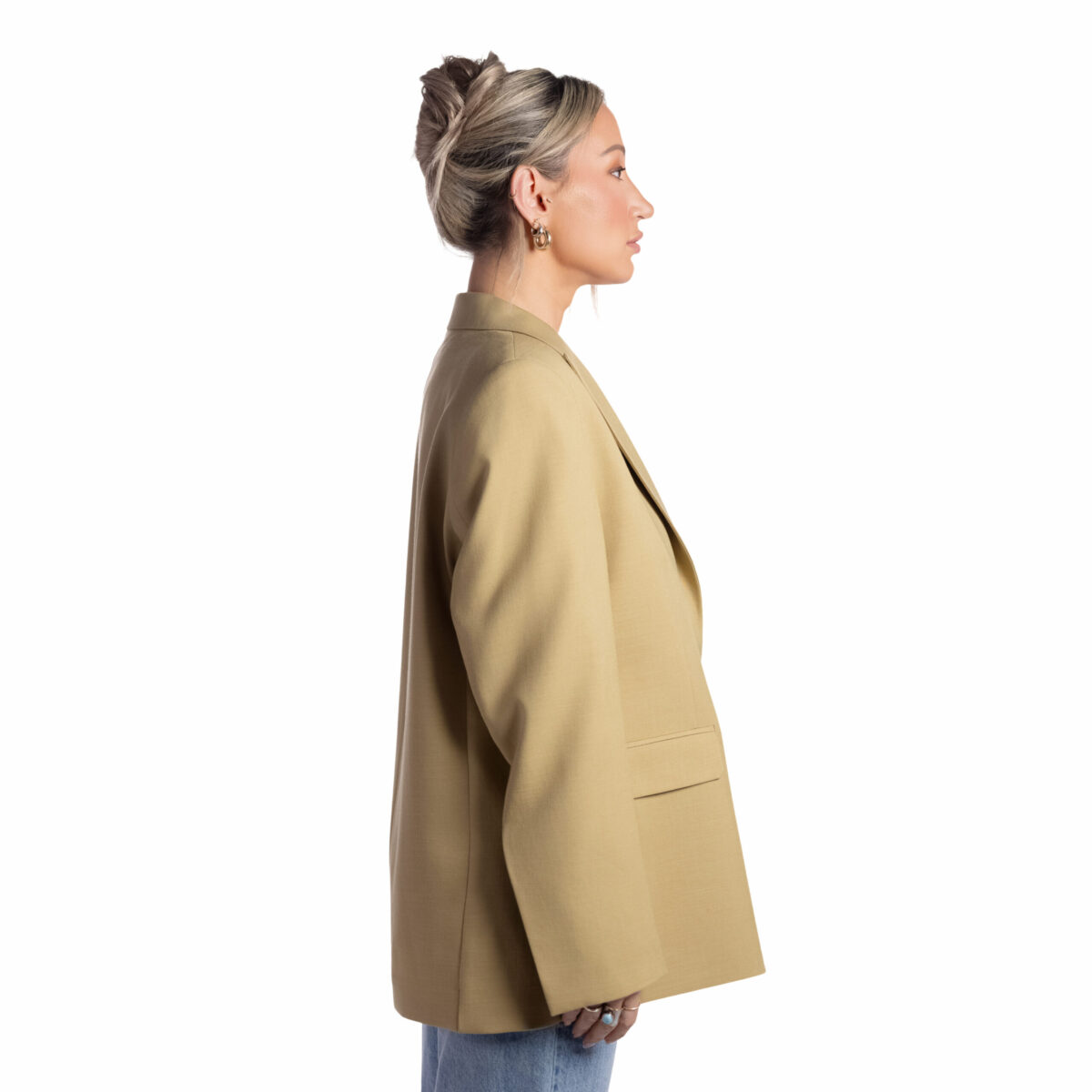 Classic Golden Moss Linen Blazer - Image 2