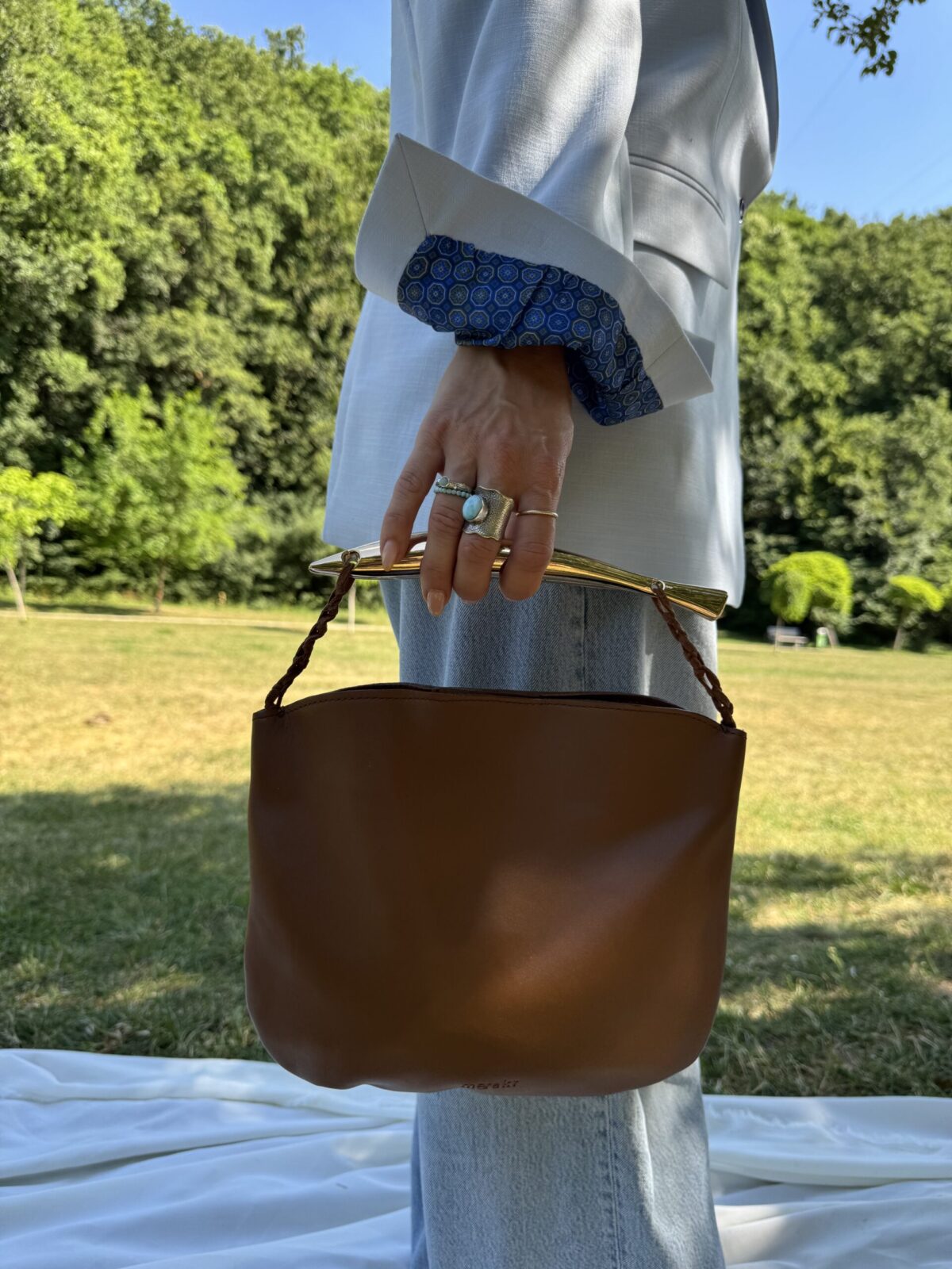 Patent Leather Bucket Bag - Image 2