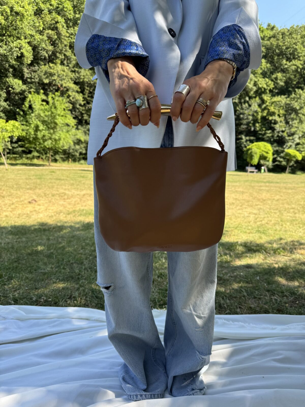 Patent Leather Bucket Bag - Image 3