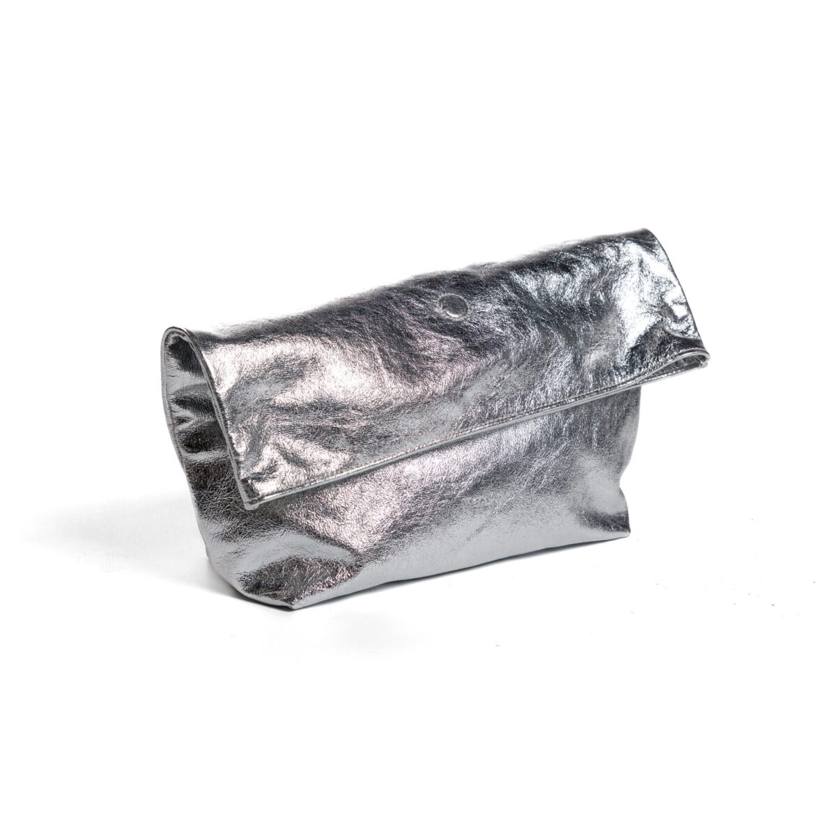 Nori - Silver leather roll clutch - Image 2