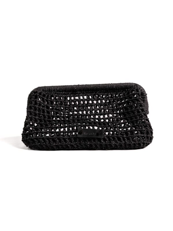 Cloud Raffia Clutch – Black