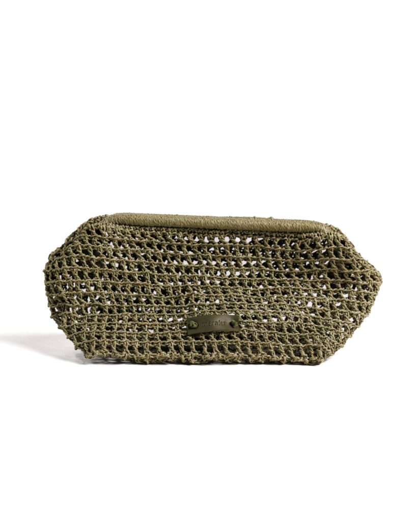 Cloud Raffia Clutch – Olive Green