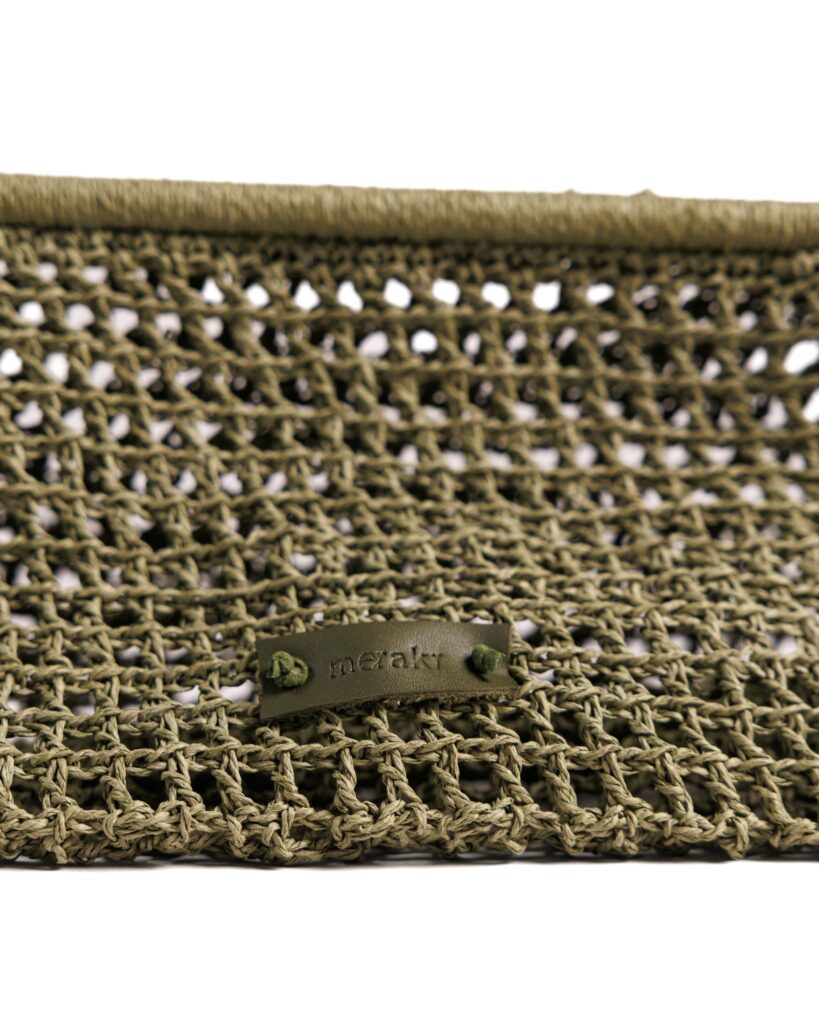 Cloud Raffia Clutch – Olive Green