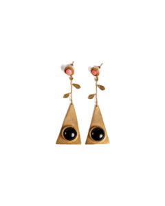 Black Onyx & Coral Earrings