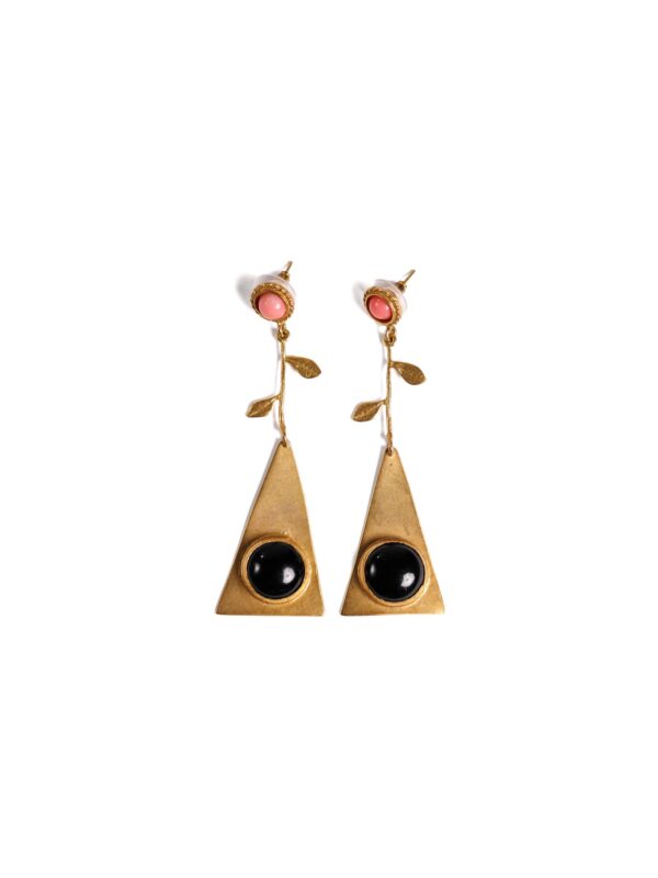 Black Onyx & Coral Earrings