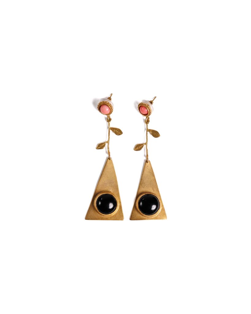 Black Onyx & Coral Earrings