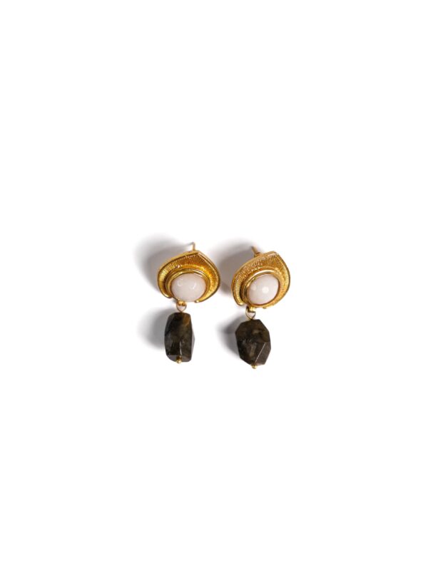 White Pearl & Black Onyx Earrings