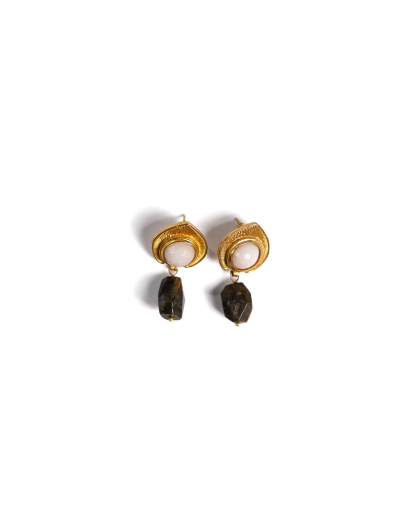 White Pearl & Black Onyx Earrings