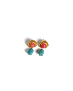 Red Garnet & Turquoise Earrings