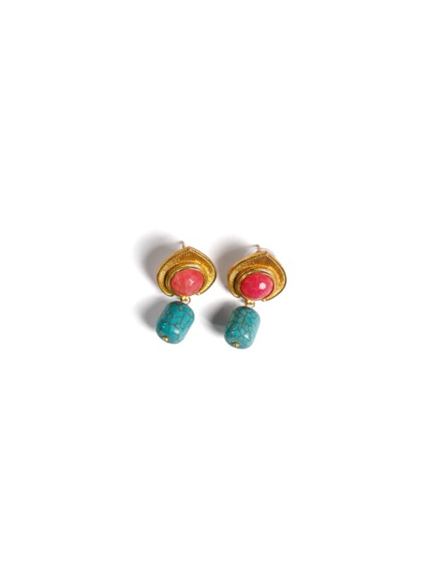 Red Garnet & Turquoise Earrings