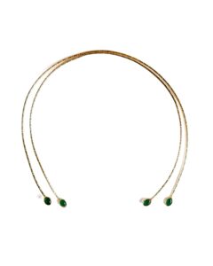 Double Open Collar, Green Stones
