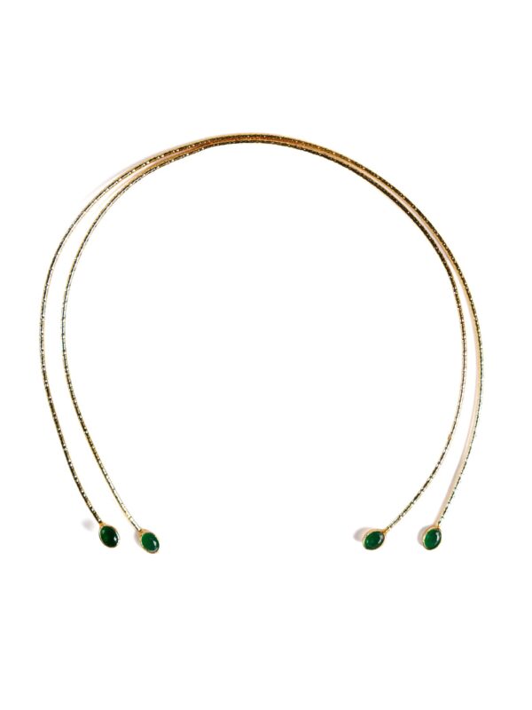 Double Open Collar, Green Stones