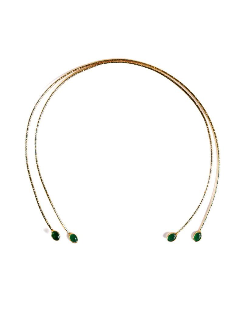 Double Open Collar, Green Stones