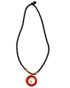 Black Cord Necklace, Red Ring Pendant