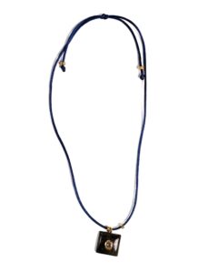 Navy Cord Necklace, Square Pendant