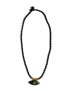 Black Cord Necklace, Green Eye Pendant