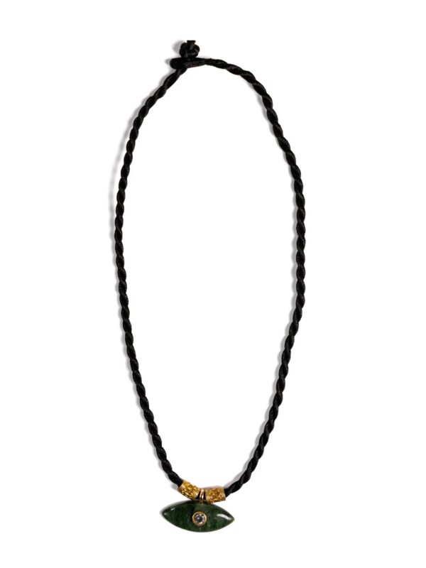 Black Cord Necklace, Green Eye Pendant